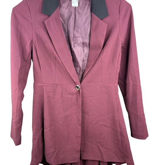 Venus Women's burgundy blazer Jacket y2k flare tails as 6 small - Picture 1 of 4